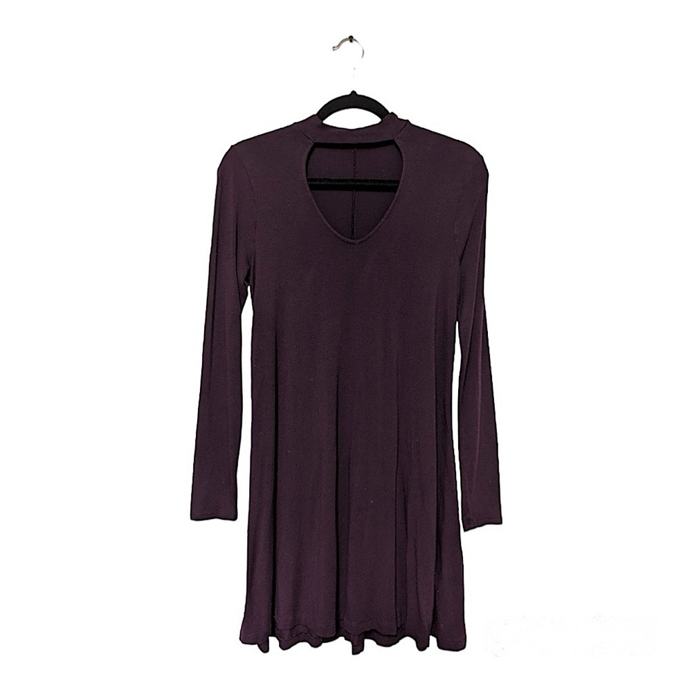 Express Plum Choker Flowy Dress